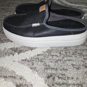 Womens Hey Dude Slides. Black. Footie worn over insert both times I wore them.